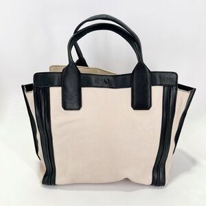 Chloe Alison Two Tone Leather Shopper Tote Bag in Husky White Winged Purse